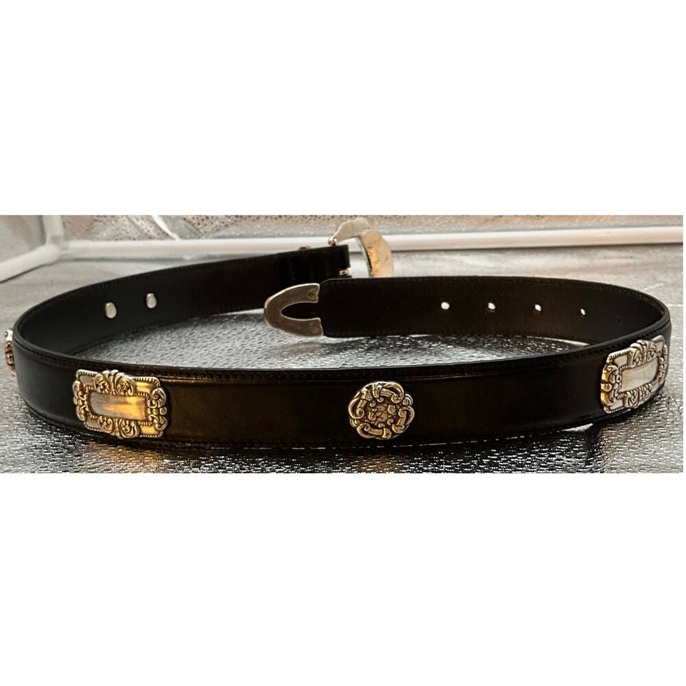 Fossil Women's BT770500101 Small Black Silver Conch Leather Belt - Picture 5 of 10